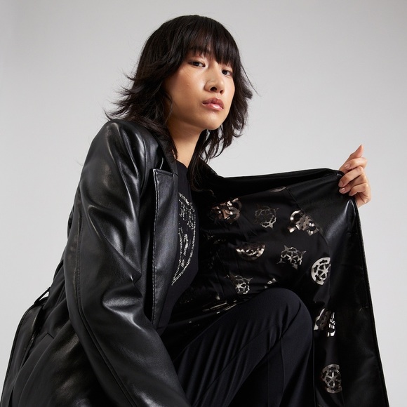 GUESS Between-Seasons Vegan Leather Coat 'Gea' in Black Size S\M - Picture 6 of 7